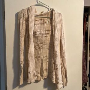 Roxy hooded knit cream sweater size medium
